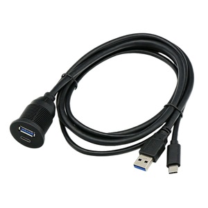 สายต่อขยายแบบกันน้ำ USB 3.0 แบบสองพอร์ต Type-C ชาย-หญิง สำหรับแผงหน้าปัดรถยนต์ เรือ RV - Product Image 1