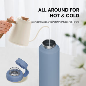 Vaso de té de acero inoxidable con cesta de infusor extraíble 2025 taza de agua de moda fondo de goma silencioso sin sudoración sin condensación - Product Image 2