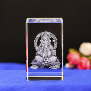 Chất lượng cao Thiết kế mới Ấn Độ Ganesh Hindu vị thần <span class=keywords><strong>3D</strong></span> <span class=keywords><strong>laser</strong></span> pha lê thủ công mỹ nghệ - Product Image 3