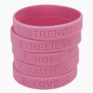 Sensibilisation au cancer du sein Bracelet en <span class=keywords><strong>silicone</strong></span> Logo personnalisé Bracelet en caoutchouc Fournitures de fête promotionnelles Prévention Écologique - Product Image 1