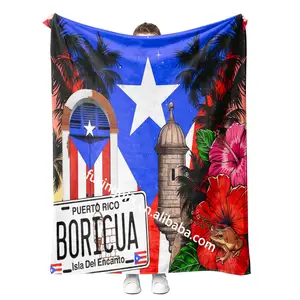 Nieuwe Puerto Rico Boricua Roberto Clemente Mexican Deken Groothandel Custom Fleece Home Reizen Deken