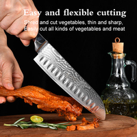 Couteau Santoku de 7 pouces, professionnel, de haute qualité, en acier Damas VG10, avec manche en bois Pakka