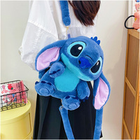 Sac à Dos Peluche Doux Stitch de 12 Pouces, Bleu Foncé, Anime Mignon Dessin Animé, Sac d'Écolier pour Garçons et Filles, Vente en Gros