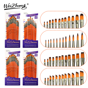 Set di pennelli per artisti di capelli in Nylon con pennelli per acquerello rotondo e piatto con manico in legno per dipinti d'arte - Product Image 3