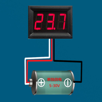 Voltmeter Digital DC Tiga Kabel dengan Layar Digital, DC0V-30V DC0V-100V, Perlindungan Koneksi Terbalik