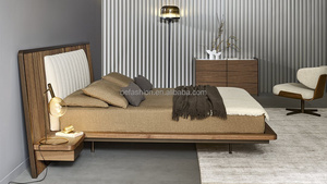 OE-FASHION High End Big Headboard <strong>White</strong> Cotton <strong>and</strong> Linen Double Bed Wooden Grain Luxury Bed Set <strong>Bedroom</strong> <strong>Furniture</strong> - Product Image 3
