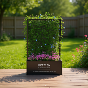 Jardinière d'extérieur avec panneau d'intimité, élégante jardinière pour espace extérieur, en acier galvanisé, résistante à l'eau - Product Image 2