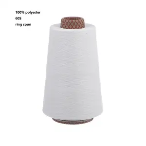 100% Polyester 60S/1 Ring Spun Yarn Raw White High Quality Yarn For T-shirt And Socks