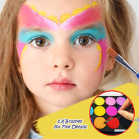 Palette de peinture faciale professionnelle à base d'huile, hypoallergénique, non toxique, épaisse et crémeuse, 36 couleurs, avec 10 pinceaux pour Halloween