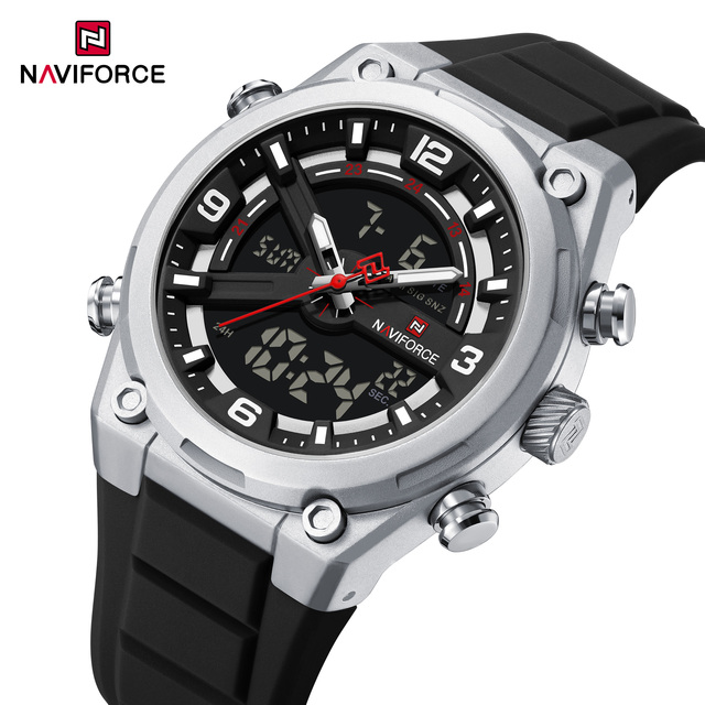 Original NAVIFORCE Watch 9265 Sport Casual Quartz Wristwatch LCD Digital Waterproof Luxury Men Clock
