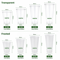 Gobelets en plastique PP rigide transparent de 90 mm, 12 oz, 360 ml avec couvercles, imprimés sur mesure, pour thé au lait à bulles Boba, café glacé, pour les cafés