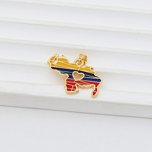 Colgante de la Bandera de <span class=keywords><strong>Venezuela</strong></span> en Oferta, Chapado en Oro y Cobre con Esmalte, Accesorio de Collar con Diseño de Amor Venezolano - Product Image 3