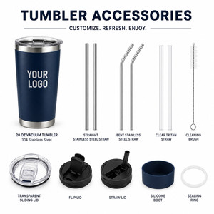 Custom Logo 20oz Vacuum Insulated Tumbler 304 Stainless Steel Travel Mug with Straw and Leak Proof Lid For <b>Hot</b> and Cold <b>Drinks</b> - Product Image 5