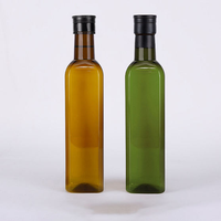 Bouteilles en plastique vert foncé de qualité alimentaire de 500 ml pour huile d'olive avec couvercle, emballages en plastique marron carrés de 250 ml et 1000 ml pour vinaigre et vin