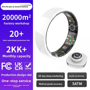 Bague connectée en céramique pour le suivi de la santé, du sommeil et de la forme physique, étanche, contrôle par application Android et iOS, cadeau unisexe avec boîte de charge, portable - Product Image 4