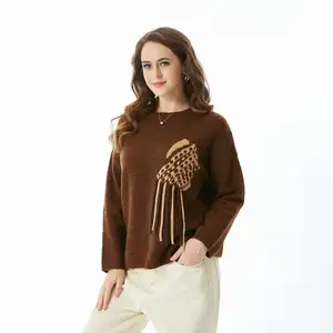 Knit Sweater New Knitted Long Sleeve Short Fashion Trend Women's Knit Sweater Made In China