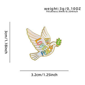 Épinglette émaillée Colombe de la Paix, Symbole <span class=keywords><strong>Amour</strong></span> & Paix, Thème Paix Mondiale, en Alliage de Zinc et Émail Souple - Product Image 2