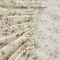 Vente en gros de draps housse 100% coton lot de 3 pièces draps de lit imprimés floraux doux et respirants taie d'oreiller en Percale tissée pour le salon