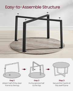 VASAGLE Sẵn Sàng Để Lắp Ráp Phòng Khách Màu Nâu Nhỏ Phong Cách Công Nghiệp Bàn Cà Phê Tròn Bằng Gỗ - Product Image 6