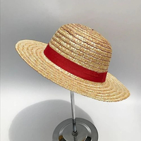 SOLPOP Chapeau de paille 1 pièce, costume d'anime, chapeau de paille d'été, accessoires de cosplay de pirate pour adulte, chapeau Panama avec ruban rouge