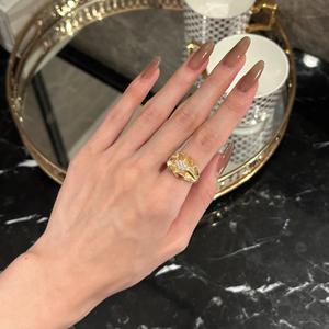 Wenchi High-End Italian Brushed Silk <b>Skirt</b> Edge Design Broken Diamond Ring New S925 Pure <b>Silver</b> Fashion Rings Model 22717 - Product Image 3