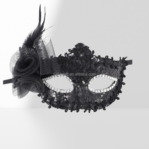 Masques de fête de carnaval HLC simples noir argent avec paillettes fabricant de masques de <span class=keywords><strong>bal</strong></span> de mascarade pour accessoires d'habillage de fête costumée - Product Image 4