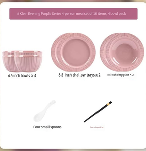 Service de table en céramique Purple Home, style vintage luxe léger, compatible micro-ondes, bols à riz et assiettes émaillés, ensemble <span class=keywords><strong>complet</strong></span> de <span class=keywords><strong>vaisselle</strong></span> - Product Image 6