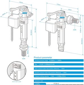 Châu Âu side nhập nhà vệ sinh van Fill 2 trong một dưới và Side đầu vào thông minh Nhà vệ sinh van Fill cho thị trường Châu Âu - Product Image 6