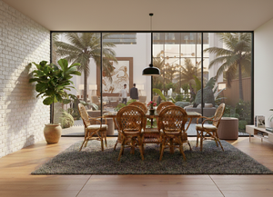 Juego de Comedor JAVA de Ratán/Mimbre, 8 Piezas, Elegante Juego de Mesa y Sillas para Hoteles, Apartamentos, Hogares Modernos, Calidad Premium y Confort - Product Image 4