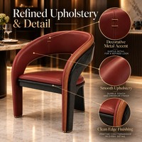 Chaise d'appoint moderne bordeaux en cuir rembourré avec pieds en fibre de carbone pour la maison, la villa, les repas quotidiens