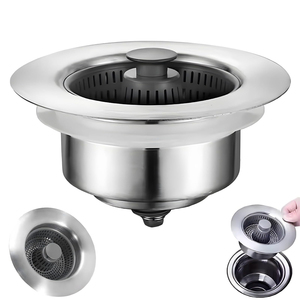 Thép không gỉ pop-up Bồn Rửa Nhà Bếp Cắm, cống ống bồn rửa cống lọc 3 trong 1 bồn rửa nhà bếp cống Lọc và cắm kết hợp - Product Image 1