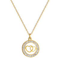 Collier Pendentif Cœur Double Cercle Minimaliste en Cuivre et Titane Véritable, Chaîne Bambou Unisexe, Accessoire Instagram-Worthy