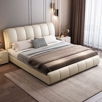 Lit de Luxe Moderne Rembourré avec Rangement et Système de Levage Hydraulique, Tête de Lit Rembourrée, Cadre de Lit Double King Size pour Chambre à Coucher