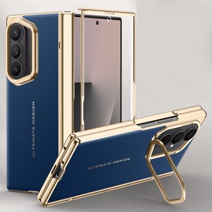 Funda <span class=keywords><strong>de</strong></span> teléfono <span class=keywords><strong>de</strong></span> cuero PU suave chapado con soporte para cámara, funda plegable para teléfono móvil con bisagra para Samsung Galaxy Z Fold <span class=keywords><strong>7</strong></span> - Product Image 1