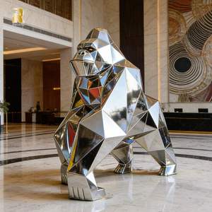 Escultura <span class=keywords><strong>de</strong></span> Gorila Grande <span class=keywords><strong>de</strong></span> Acero Inoxidable RELONG, Diseño Geométrico Moderno para Decoración <span class=keywords><strong>de</strong></span> Arte Abstracto - Product Image 6