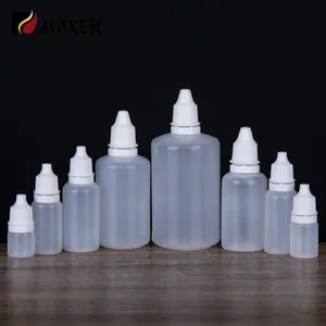 Özel beyaz HDPE plastik göz damlası şişesi konteyner 3ml 5ml 10ml 15ml 20ml 30ml 50ml 100ml sıvı yağ sıkmalı damlalık şişe