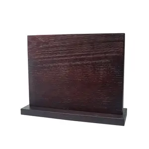 rough surface rustically brushed oak wood black color magnetic knife stand block