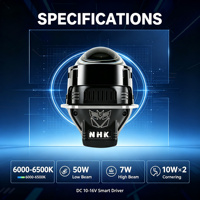 Lentille de projecteur Bi-LED série NHK Mech avec assistance en virage, 6000-6500K, 57W, ajustement universel 3 pouces