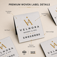 Logo de marque personnalisé haute densité et étiquettes tissées de cou en textile de vêtement plié à l'extrémité de la taille étiquettes pour vêtements