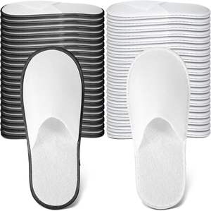 Pantuflas Desechables Suaves Antideslizantes para Invitados, para Viajes, Hotel, Spa, Bodas, Fiestas, Hogar, Felpa de Coral - Product Image 1