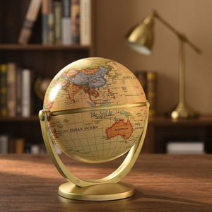 Globo Terráqueo Tradicional de Escritorio, Chapado en Oro, Giratorio, Decorativo, con Mapa del Mundo, Forma Redonda, Tema de Costumbres Extranjeras - Product Image 3