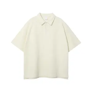 Camiseta de punto de estilo callejero de ocio Unisex 2024, venta al por mayor masiva personalizable con cuello en V y diseño en blanco