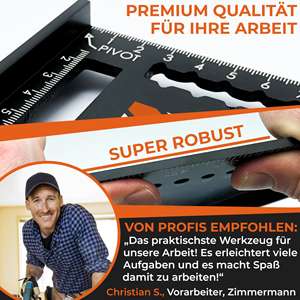 7-en-1 de aluminio 180 mm agujero profundo DIY herramientas precisas <span class=keywords><strong>Zimmerman</strong></span> lápiz regla ángulo cuchillo línea calibre broca personalizado OEM - Product Image 5