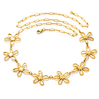 Chaînes de taille en acier inoxydable plaqué or en gros pour femmes, bijoux floraux superposés pour le ventre, OEM ODM