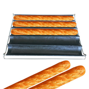 Factory New Design Breathable Black <b>Silicone</b> Loaf Pan <b>Silicone</b> Non Stick Tray <b>Silicone</b> baguette Tray with Stainless Steel Rack - Product Image 4