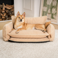 Canapé-lit de luxe solide en fausse laine d'agneau pour animaux de compagnie-Lit double couche pour chien et chat avec coussin amovible, produit lavable en machine pour animaux de compagnie