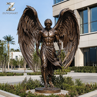 Grande statue d'ange en bronze avec ailes, sculpture masculine grandeur nature personnalisée pour jardin extérieur, villa, église, cimetière, décoration commémorative