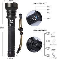 Lampe torche LED XINSITE haute luminosité P70, étanche IP65, faisceau réglable, portée du faisceau 400-500 m, rechargeable par USB, pour le camping