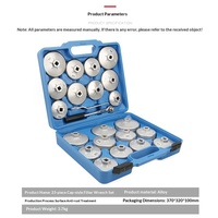 Jeu de clés universelles pour filtre à huile, 23 pièces, style capuchon, aluminium argenté, poignée à rotule 1/2'' pour voiture, camion, SUV