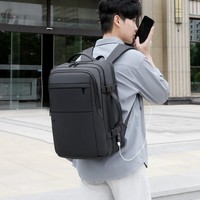 Sac à dos de voyage multifonctionnel haute capacité pour ordinateur portable avec logo personnalisé, fermeture éclair, port USB, imperméable, en polyester Oxford, physiologique